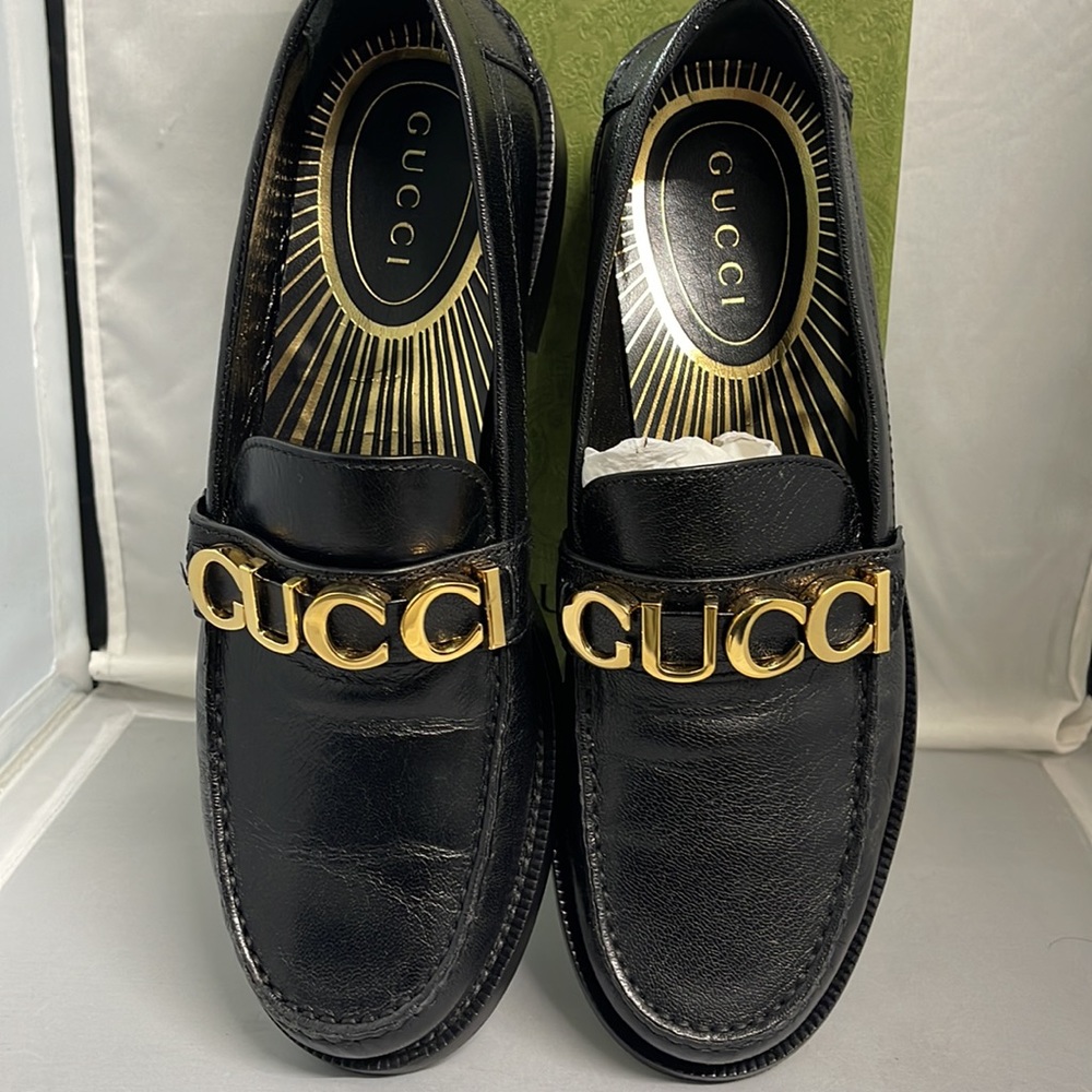 Pre Loved Gucci Betis Glamour Nero 700036 Loafer Black Mismatch size R39 & L38 - Picture 5 of 15